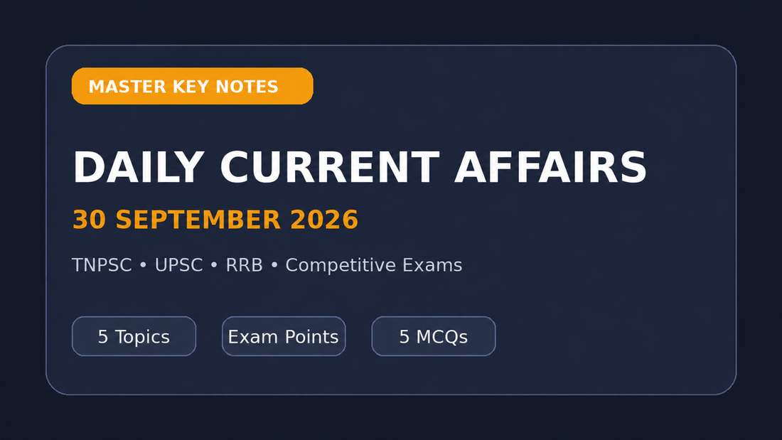 TNPSC Daily Current Affairs 30 September 2026 - Master Key Notes